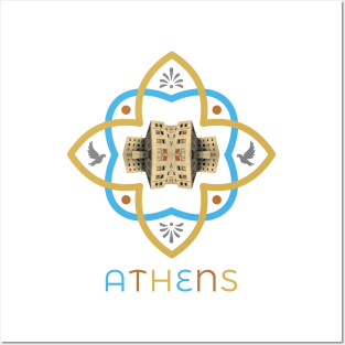 Athens Greece Neoclassical Tile Pattern Posters and Art